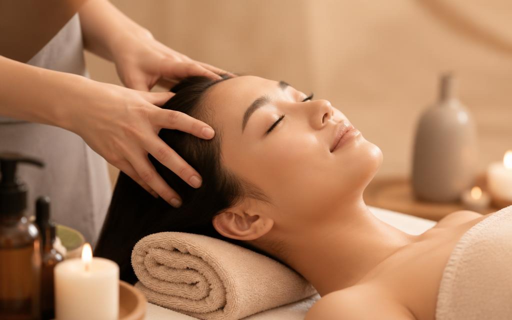 Relaxing scalp massage treatment with aromatherapy oils at Hydra Skin Spa Beauty